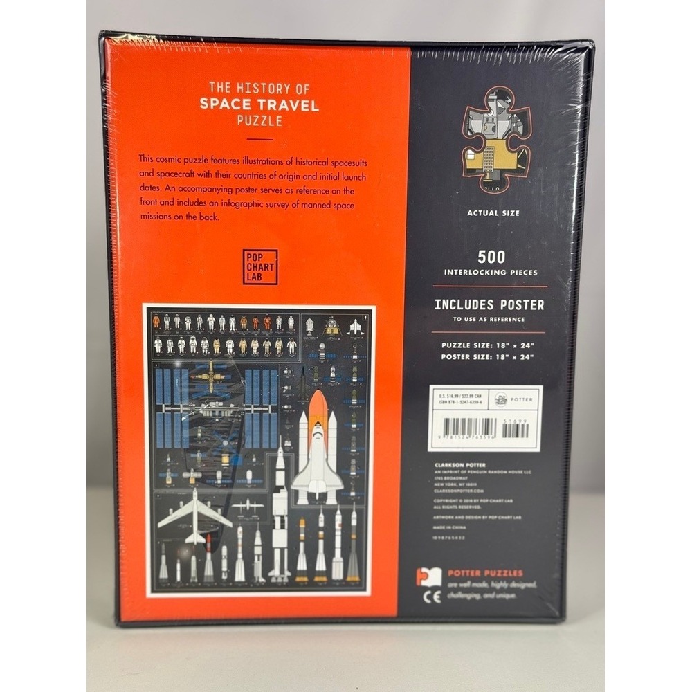 The History of Space Travel Jigsaw Puzzle 500 Pieces ISS Shuttle Rockets Poster - Picture 2 of 3